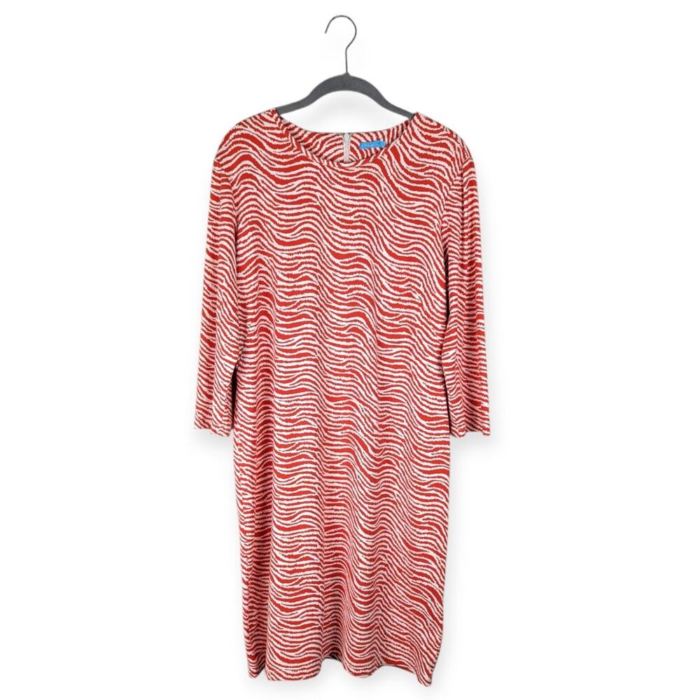 J. McLaughlin Sophia Orange White Catalina Cloth Sheath Dress in Radio Waves‎ L